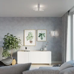 Applique Murale Bois Blanc Rectangles de Verre pour Ampoule E27 - SILAMP