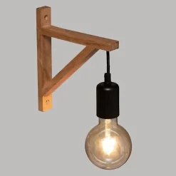 Applique Murale Bois Naturel 22.5cm - SILUMEN - Beige - E27 - IP20