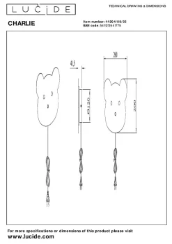 Applique murale CHARLIE en métal avec LED intégré - Bleu - Lucide