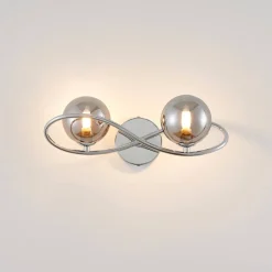 Applique murale chromée design double verre fumé - Novale