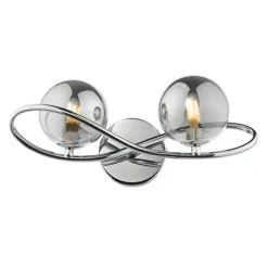 Applique murale chromée design double verre fumé - Novale