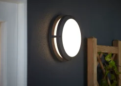 Applique murale Coffman LED intégrée 1400lm 23.5W IP44 GoodHome gris anthracite