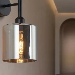 Applique murale décorative 1xE27 23W IP20 - Verre fumé