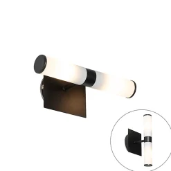 Applique murale de salle de bain moderne noire IP44 2 lumières - Bath