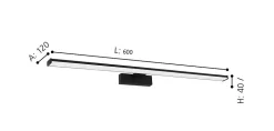 Applique murale de salle de bain noir Pandella LED intégrée 1350lm IP44 11W blanc froid Eglo