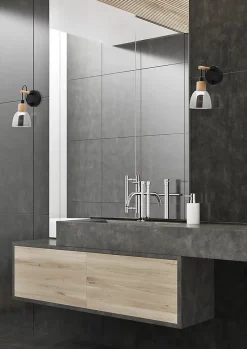 Applique murale de salle de bain Bedglass IP44 G9 33W noir Seynave