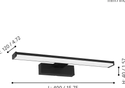 Applique murale de salle de bain Pandella LED intégrée 900lm IP44 11W blanc froid noir