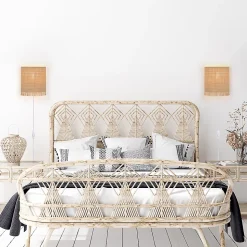 Applique murale demi-lune avec cordon en raphia frangé coloris naturel Ibiza E14 60W IP20 L.20 x H.23 x P.10cm Corep