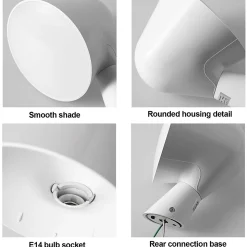 Applique Murale Design Moderne Blanche Abat-jour Conique, 1xE14 max 10W