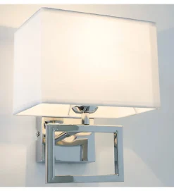 Applique murale design Passy design métal chromé tissu blanc