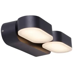 Applique murale d'extérieur LED 'Motus' en métal et plastique noir, avec LED intégrée