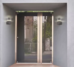 Applique murale d'extérieur LED 'Leah' en métal et plastique en acier brillant, LED intégrée