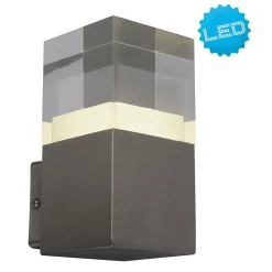 Applique murale d'extérieur LED 'Leah' en métal et plastique en acier brillant, LED intégrée