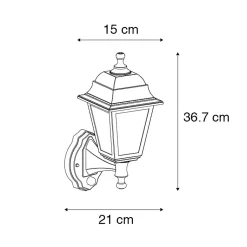 Applique murale d'extérieur classique noire avec détecteur de mouvement - Capital
