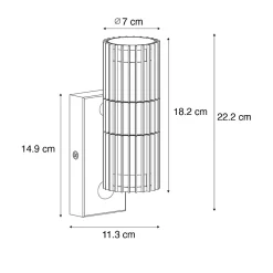 Applique murale d'extérieur noire avec détecteur de mouvement 2 lumières - Boris