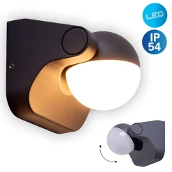 Applique murale d'extérieur LED 'Pallas' , en métal et plastique anthracite, avec LED intégrée