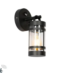 Applique murale d'extérieur noire IP44 avec détecteur de mouvement - Ruben