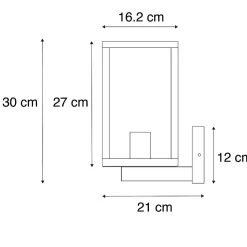 Applique murale d'extérieur moderne noire avec verre 30 cm - Rotterdam