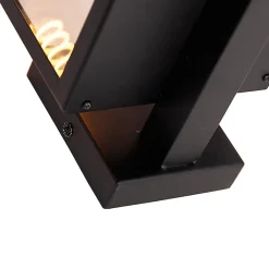 Applique murale d'extérieur moderne noire avec verre 30 cm - Rotterdam