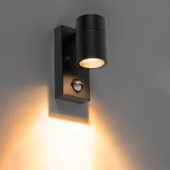 Applique murale d'extérieur noire avec détecteur de mouvement IP44 - Solo