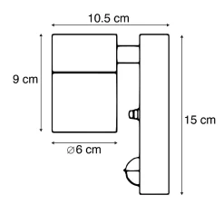 Applique murale d'extérieur noire avec détecteur de mouvement IP44 - Solo