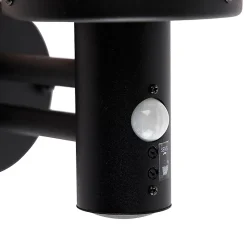 Applique murale d'extérieur noire avec verre transparent, détecteur de mouvement inclus - Sfera