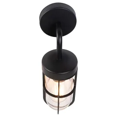 Applique murale d'extérieur rustique noire avec verre - Elza