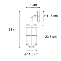 Applique murale d'extérieur rustique noire avec verre - Elza