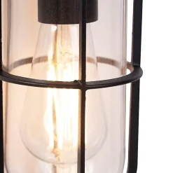 Applique murale d'extérieur rustique noire avec verre - Elza