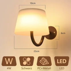 Applique murale d'intérieur NETTLIFE à piles avec interrupteur : appliques murales LED à intensité variable, noires, sans fil