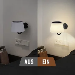 Applique murale d'intérieur NETTLIFE à piles : 2 appliques murales LED à intensité variable avec interrupteur, sans fil, noirs