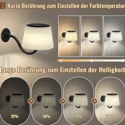 Applique murale d'intérieur NETTLIFE à piles : 2 appliques murales LED à intensité variable avec interrupteur, sans fil, noirs