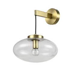 Applique murale dorée avec globe en verre soufflé suspendu - Milenzo