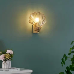 Applique murale dorée coquillage en verre - Amanda