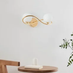 Applique murale dorée design double verre blanc - Novale