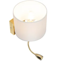 Applique murale dorée USB avec abat-jour blanc - Brescia Combi