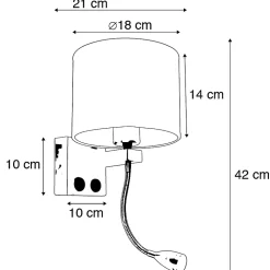 Applique murale dorée USB avec abat-jour blanc - Brescia Combi