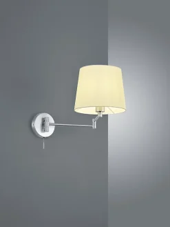 Applique murale E27 max 60W bras pivotant tissu blanc nickel mat - Trio - Lyon