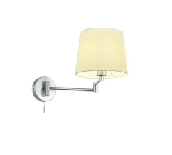 Applique murale E27 max 60W bras pivotant tissu blanc nickel mat - Trio - Lyon