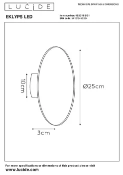 Applique murale EKLYPS LED en aluminium avec LED intégré - Blanc - Lucide