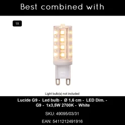 Applique murale ELDA en métal avec 1xG9 - Or Mat / Laiton - Lucide