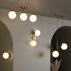 Applique Murale en Acier avec Fini en Laiton et 2 Boules en Cristal Givré OLIVIA E27