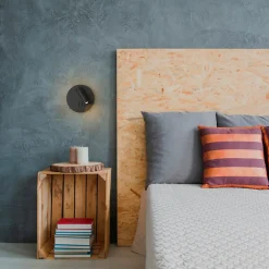 Applique Murale en Aluminium Noir avec Projecteur de Lecture 3W et Lumière Ambiante à l'Arrière 6W avec Interrupteurs