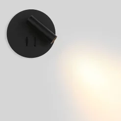 Applique Murale en Aluminium Noir avec Projecteur de Lecture 3W et Lumière Ambiante à l'Arrière 6W avec Interrupteurs
