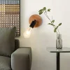 Applique murale en bois avec douille E27, style vintage et rustique