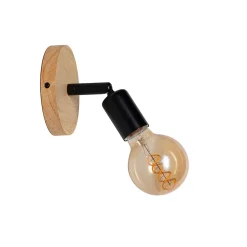 Applique murale en bois avec douille E27, style vintage et rustique