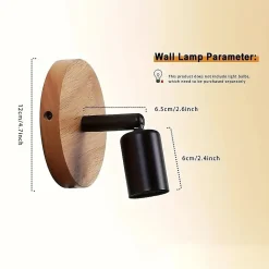 Applique murale en bois avec douille E27, style vintage et rustique