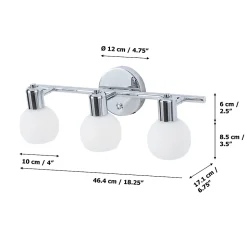 Applique murale en métal argenté avec verre dépoli Teamson Home