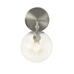 Applique murale en métal argenté avec abat-jour en verre Teamson Home