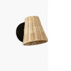 Applique Murale en Osier de Bambou Orientable METS E27